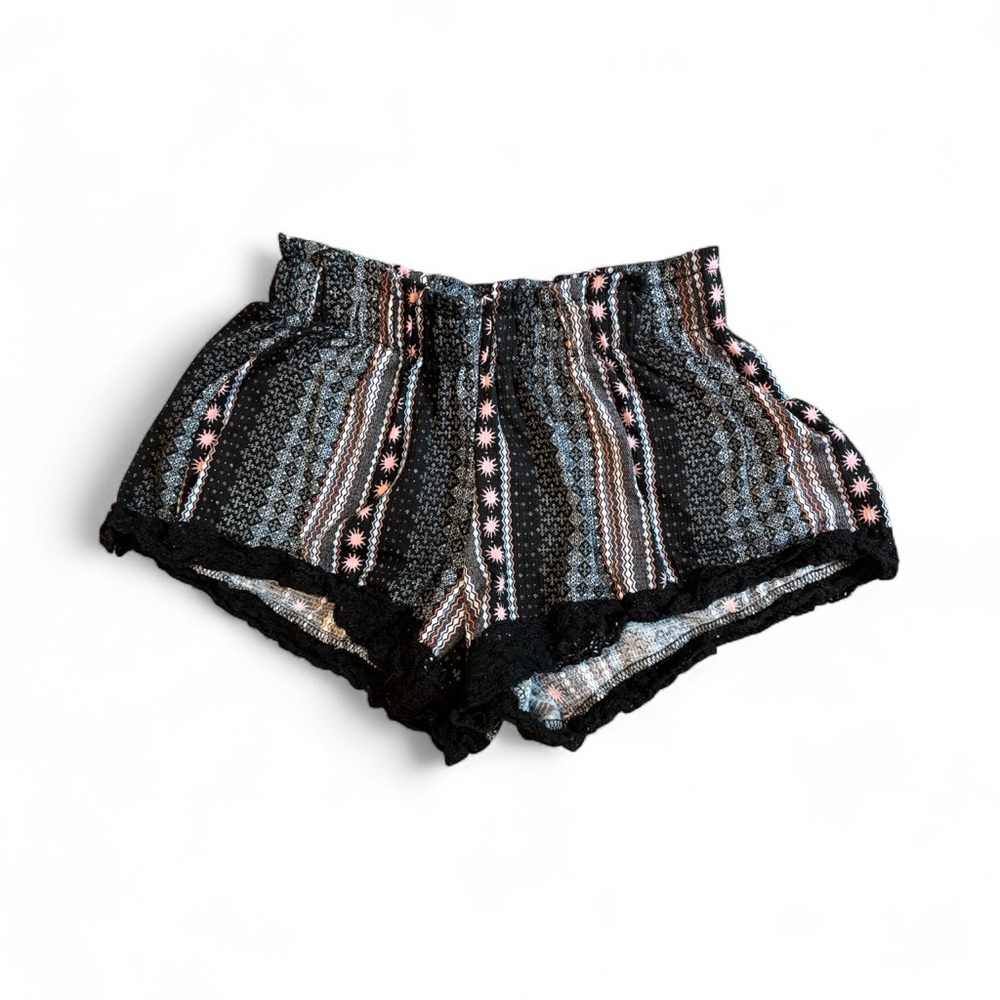 Black and Pink Patterned Shorts